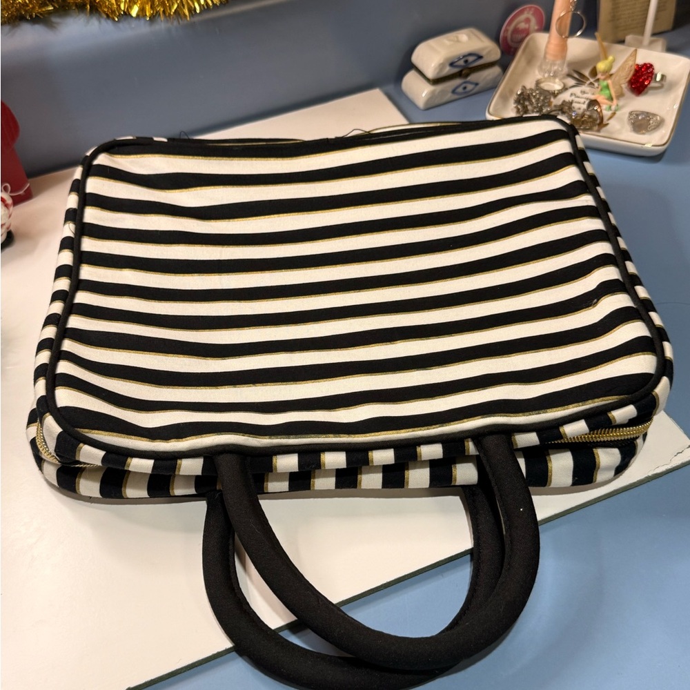 Bag: Stylish Black and White Striped Women's Bag